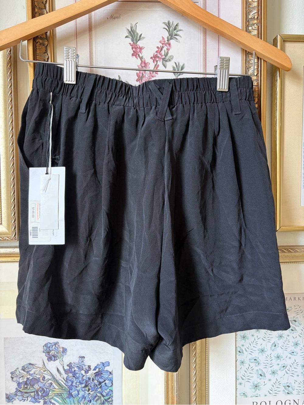 NWT Fifteen Twenty 100% Silk Shorts in Black XS
